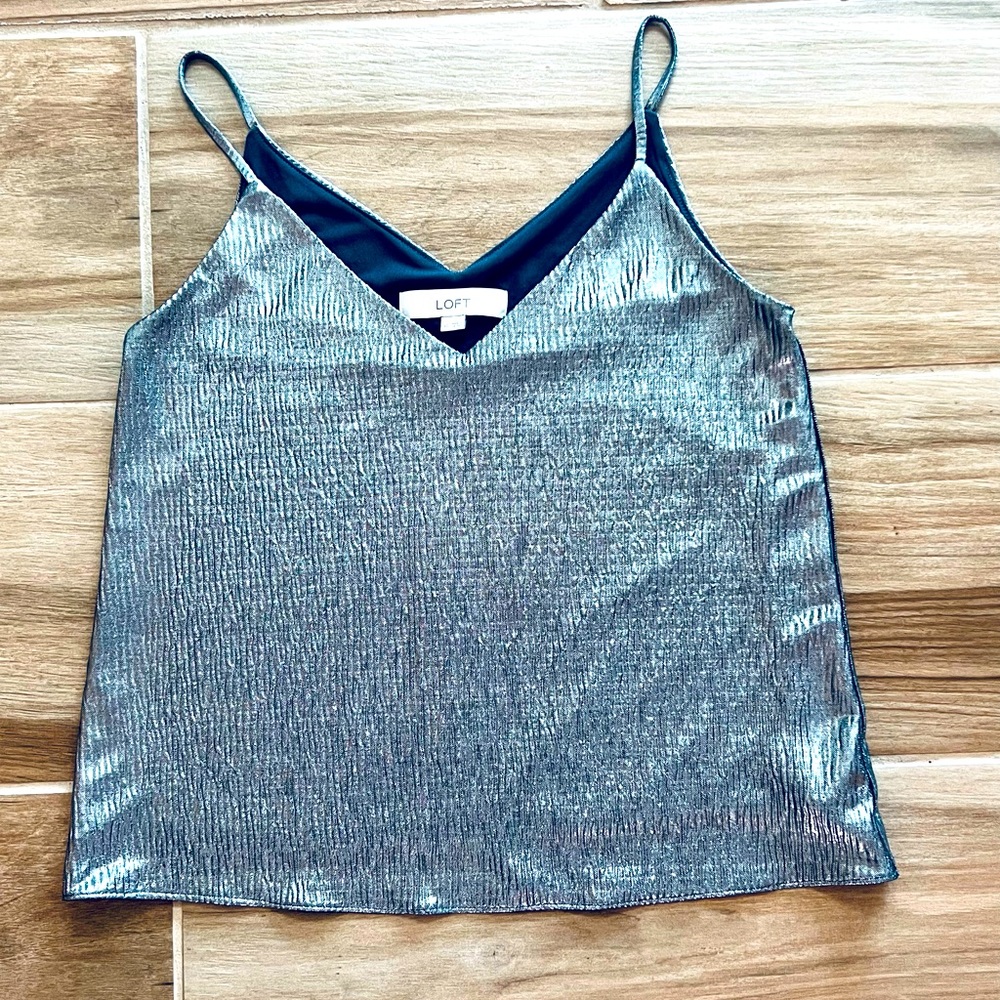 Loft Silver Metallic Top XS